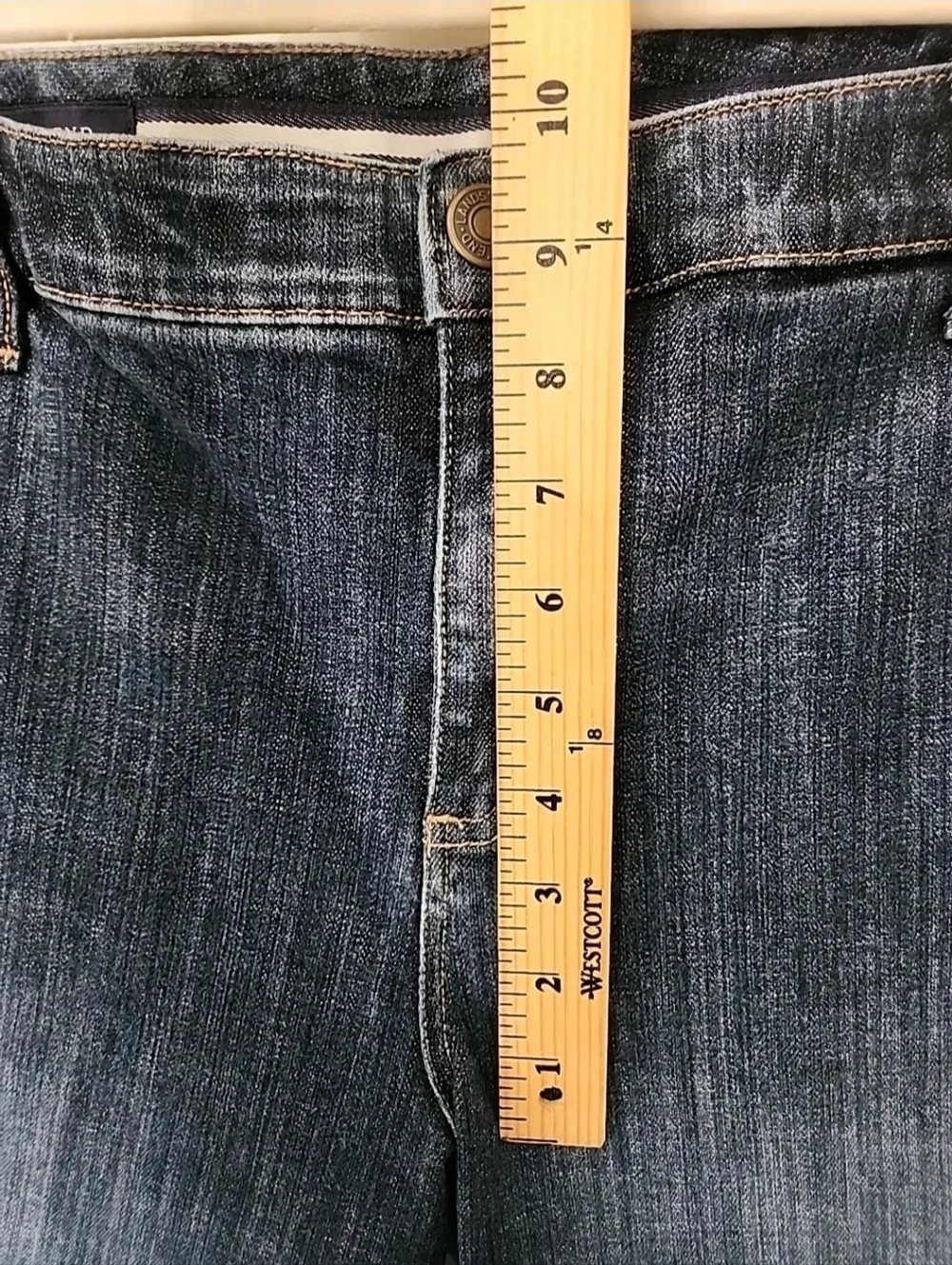 Lands' End Women’s  14 - 36 X 16 Dark Wash Denim Bermuda Shorts Stretch Capris
